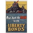 thumbnail image 2 of Unknown 17x24 Black Ornate Wood Framed with Double Matting Museum Art Print Titled - WWI: Beat Back The Hun With Liberty Bonds, 2 of 4