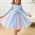 thumbnail image 5 of RFQWOVSR Girls Long Sleeve Gradient Mesh Princess Dress Fall Birthday Gown 5-6 Years, 5 of 7
