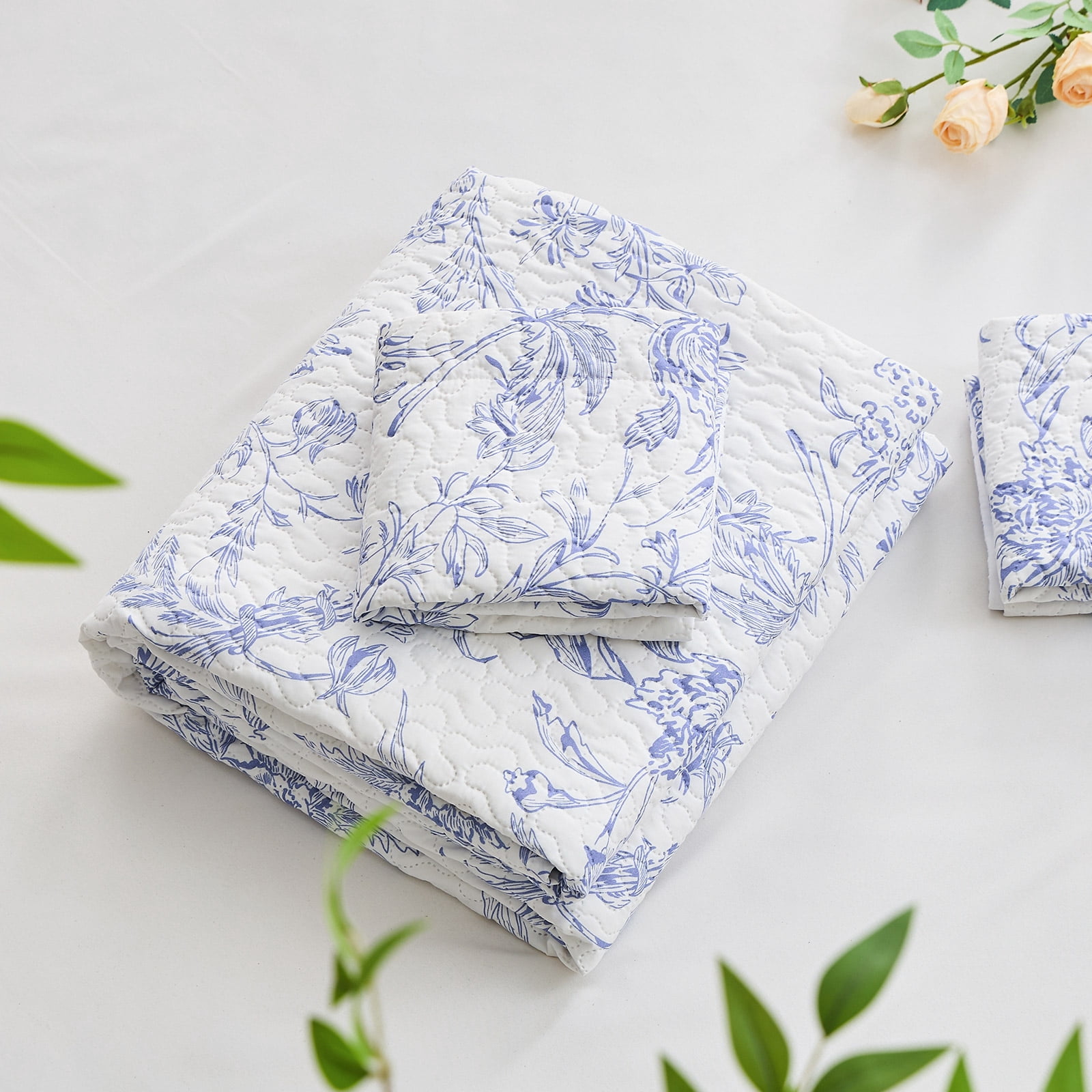 Hitime Luxury Printed Quilt Set Queen Size, Lightweight Comforter Set, Oversized Bedspread Coverlet Quilted Bedding Set, with 2 Matching Pillowcases, for All Season
