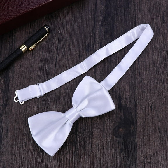 FRCOLOR Mens White Bow Tie Polyester Silk with Glossy Finish for Formal Occasions