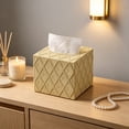 thumbnail image 4 of Dongrere Embossed Square Tissue Box Cover, Decorative Napkin Dispenser for Bedroom Bathroom Coffee Table Use, Khaki, 4 of 6