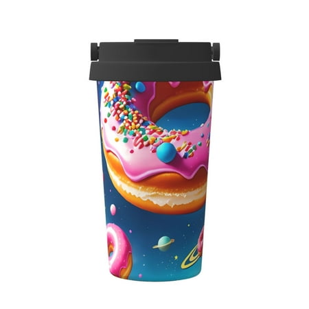 

Matuu Starry Sky Colorful Donut for Insulated Coffee Mug Reusable Travel Coffee Cup Spill Proof 16oz Stainless Steel Coffee Cups for Hot/Ice Coffee Tea