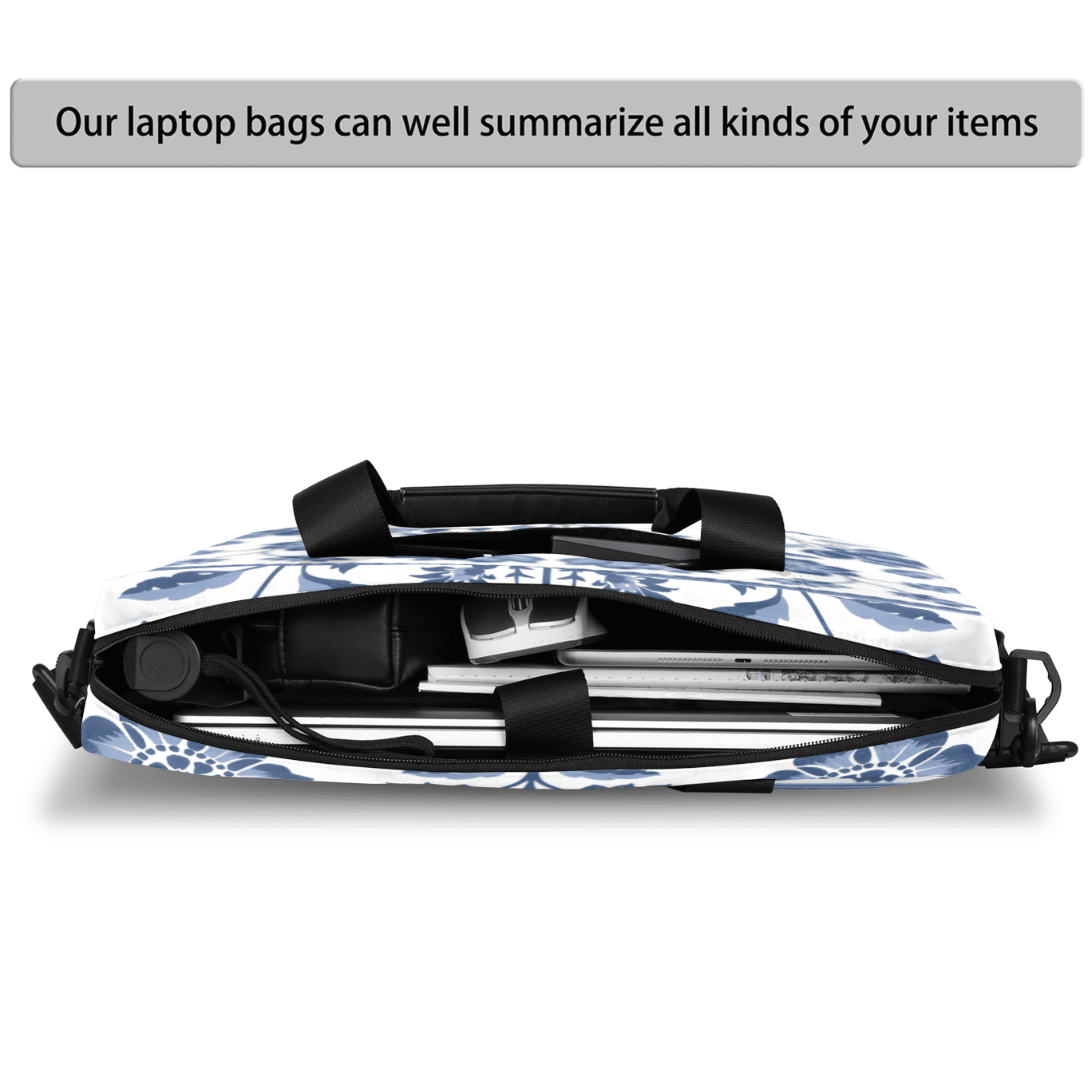 Herdesigns Floral Laptop Bag for Women Men, Computer Case Briefcase Messenger Bags, 15-15.6 inch Laptop Sleeve Shoulder Bag