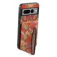 thumbnail image 2 of for Google Pixel 7 Pro Luxury Premium PU Leather + TPU Case with 3 Card Slots, Kickstand Back Case Floral Pattern Skin-Friendly Shock-resistance Cover for Google Pixel 7 Pro, Summer, 2 of 6