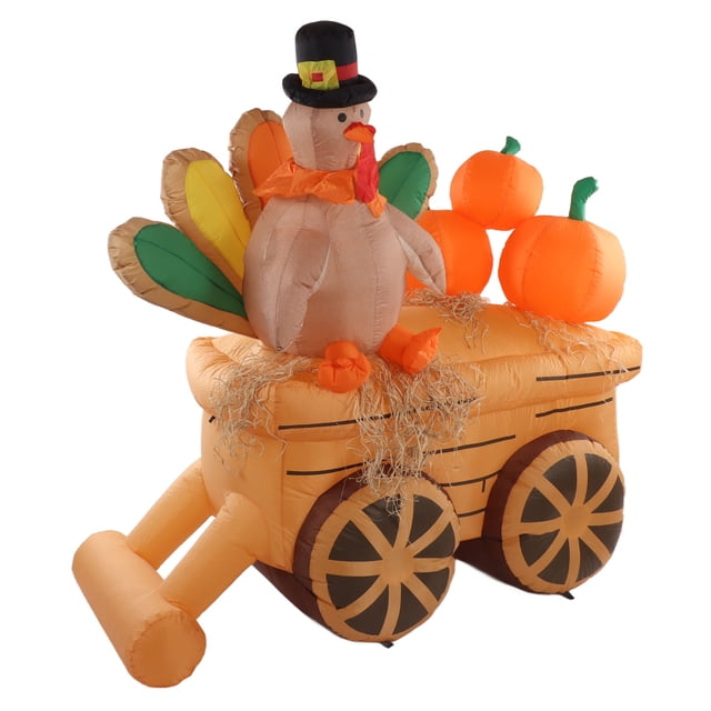 LED Light Blow Up Pumpkin Turkey,Inflatable Turkey Pumpkin Cart Blow Up Yard Turkey Decoration Air Blow Up Pumpkin Cart Custom Engineered