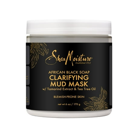 Deep Sea Mud Mask SheaMoisture Clarifying Mud Mask for Oily, Blemish-Prone Skin African Black Soap to Clarify Skin 6 oz ()