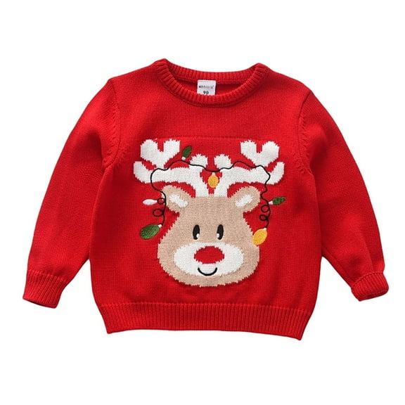 GBSYEWXS Christmas Child Sweaters For Little Girls Size 3-4 T Crew Neck Long Sleeve Pullover Winter Fashion Red Sweaters