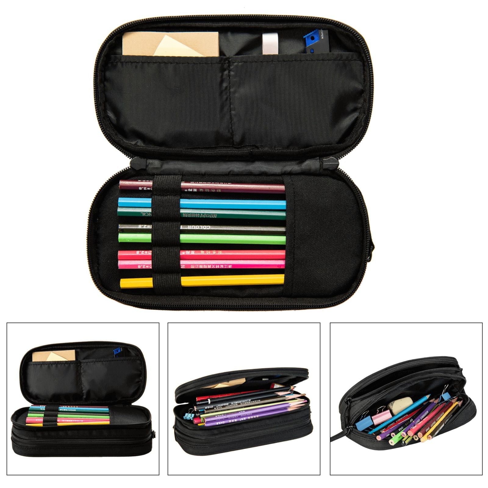 The Powerpuff Gi-rls Pencil Case Large Capacity Pencil Pouch Pen Bag Office Stationery Organizer Travel Makeup Bag Black