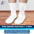 thumbnail image 5 of Debra Weitzner Men’s Diabetic Crew Socks, Big and Tall Loose Fit Wide Cotton, Size 13-15, 4 Pairs, 5 of 7