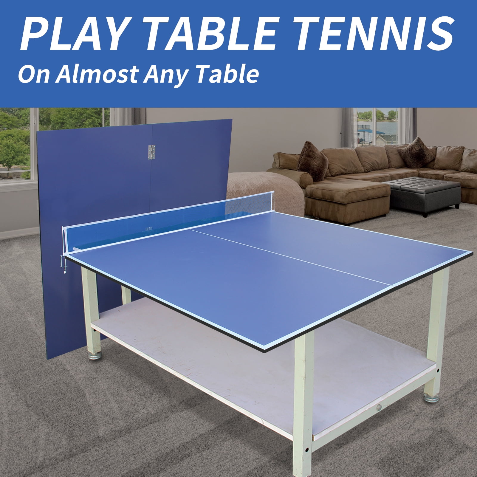 KL KLB Sport 9ft Mid-size Foldable Table Tennis Table Top, Portable Ping Pong Table Board for Indoor Games