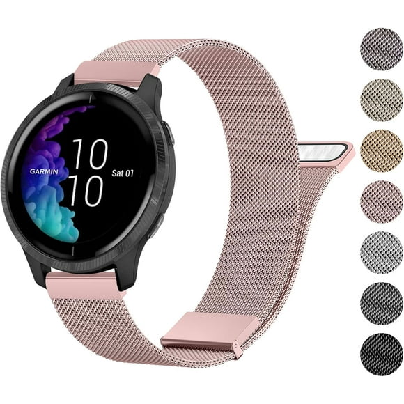 REQO Metal Band Compatible with Garmin Venu 2 Plus / Sq / Vivoactive 3 Watch Band Women Men, Stainless Steel Replacement Strap for Garmin Vivomove Sport, Vivoactive 3 Music, Forerunner 645 / 245