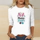 thumbnail image 3 of Mujeres 3/4 Manga Tops Impresión Casual Cuello Redondo Camiseta Top Blusa, Poliéster Toda la Temporada, 3 of 4