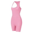 thumbnail image 6 of Usmixi Jumpsuits for Women Dressy Casual Soft Knitted Ribbed Slim Fit Workout Sports Halter Short Jumpsuits Summer Square Neck Sleeveless Solid Mini Formal Rompers Hot Pink l, 6 of 7