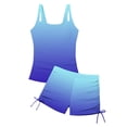 thumbnail image 5 of WAVSUF Girls Gradient Tankini 2 Piece Round Neck Sleeveless Top and Short Summer Beach Surfing Holiday Swimsuit Blue 10-12, 5 of 9