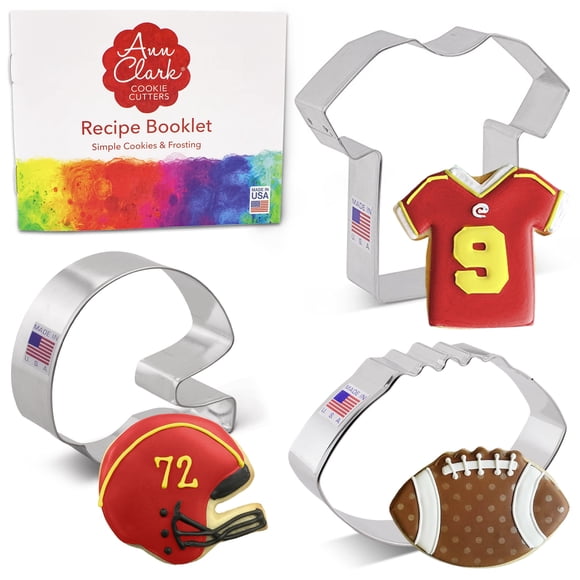 Set de cortadores de galletas Ann Clark con balón de fútbol, casco y camiseta