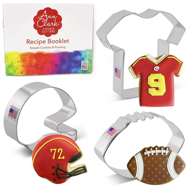 Set de cortadores de galletas Ann Clark con balón de fútbol, casco y camiseta