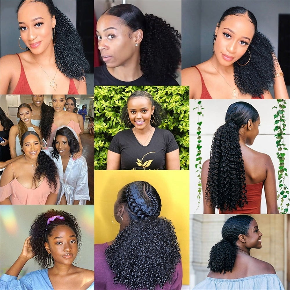 Afro Curly Drawstring Ponytail 8-26 Inch Kinky Curly Ponytail Human Hair Extensions Brazilian Remy Clip In Curly Ponytail Hair Extensions