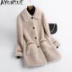 thumbnail image 2 of Abrigos de lana 100% AYUNSUE para mujer, chaqueta elegante de esquileo de ovejas para otoño e invierno de 2024, abrigo de piel informal de un solo pecho, nuevas chaquetas, 2 of 5