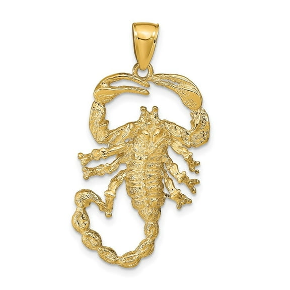 Diamond2Deal 10k Yellow Gold Solid Polished Open-Backed Scorpion Pendant for Women (L- 1.54 inch, W-0.75 inch)