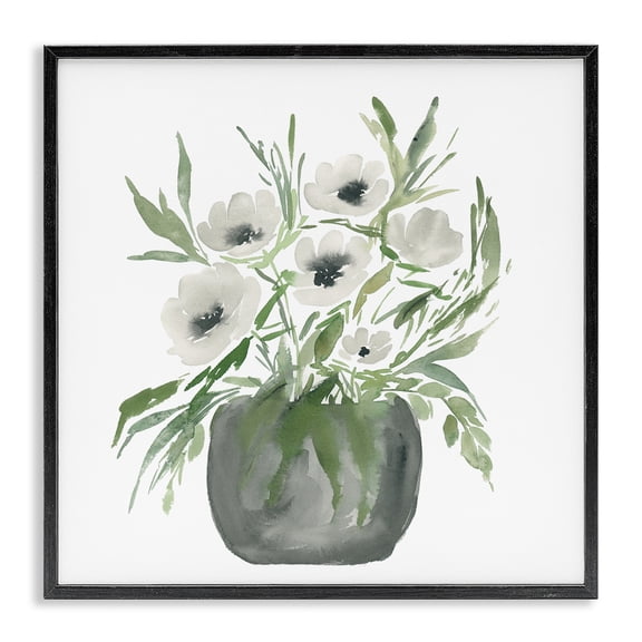 Stupell Industries Shabby Chic Soft White Anemones Black Framed Giclee Art, 12 x 12, by Lucille Price