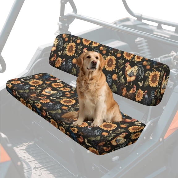 HUIACONG Sunflower UTV Seat Covers Waterproof Polyester Breathable Universal UTV Seat Covers Non-Slip Soft Fit for Kawasaki Mule 4010