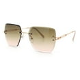 thumbnail image 5 of Womens Rimless Oversized Rectangle Designer Fashion Metal Rim Sunglasses Gold Beige - Brown Beige, 5 of 8