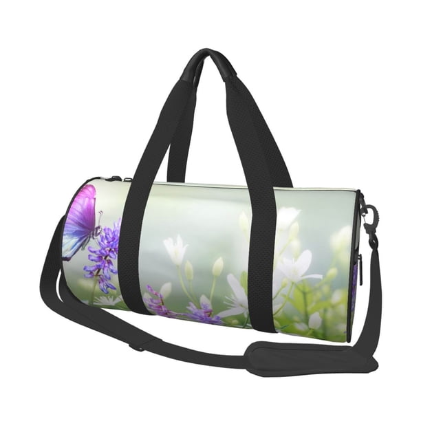 Easygdp Purple Butterfly On Wild Bolsa de Viaje, Bolsa de Mano, Bolsa de Gimnasio, Bolsa de Equipaje para Viaje