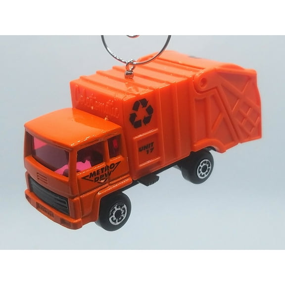 Christmas Ornament for Trash Garbage Refuse Truck Orange