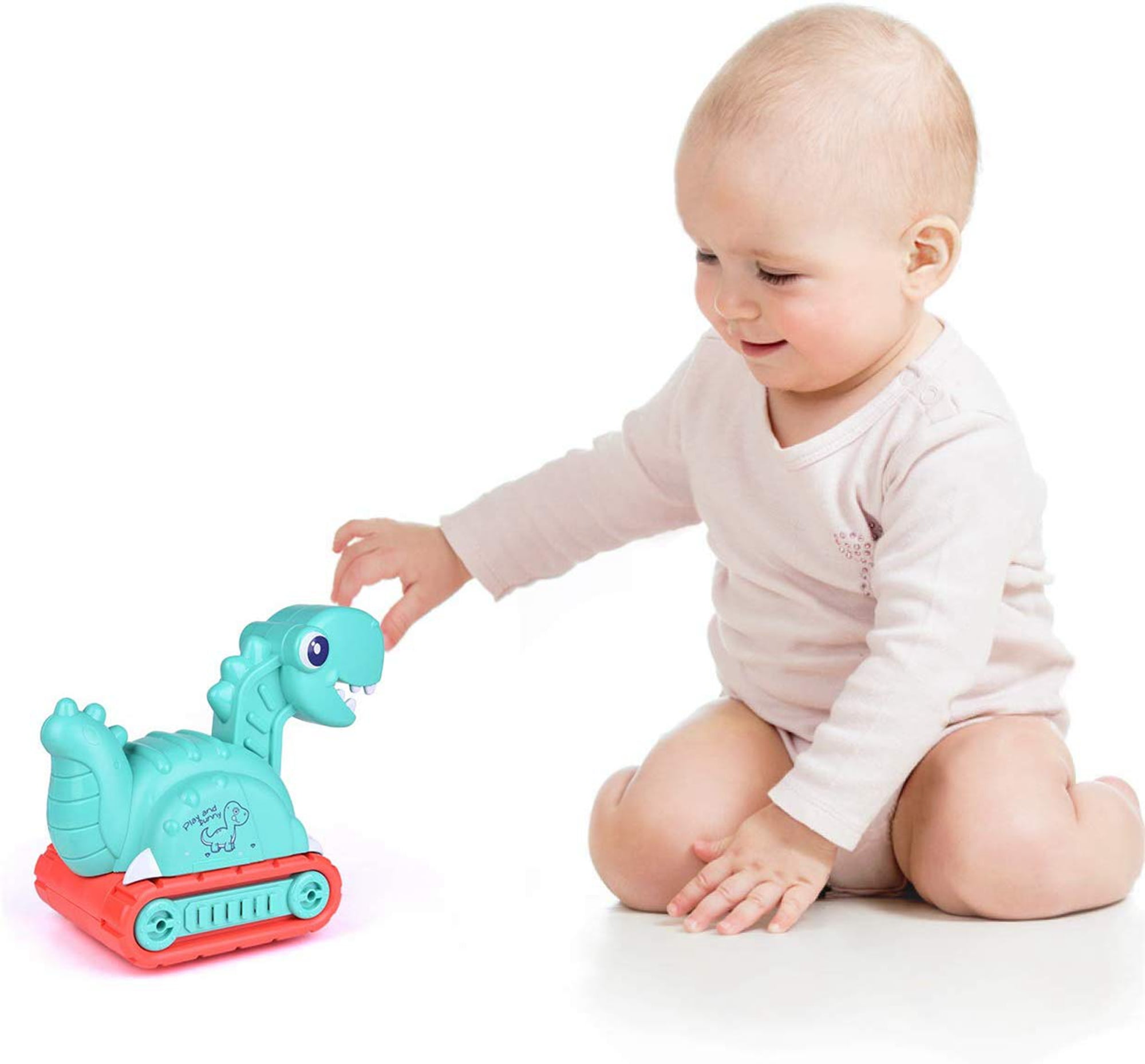 Bump and Go Cars Dinosaur Toys with Light and Sound FUN LITTLE TOYS Dinosaur Car for Kids Gifts for Boys and Girls