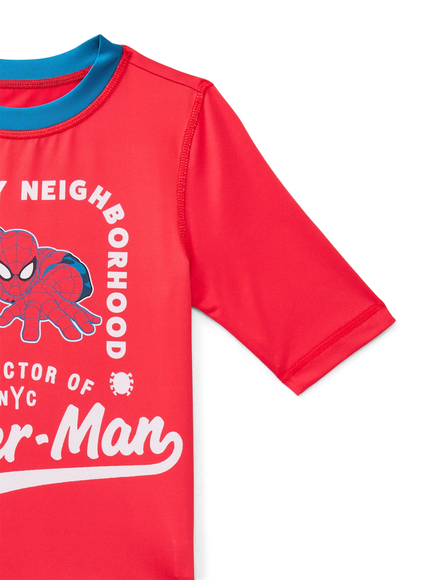 Spider-Man Boys Short Sleeve Rashguard with UPF 50, Sizes 4-12