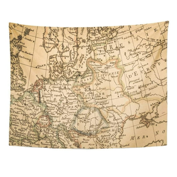 UFAEZU Poland Antique Old Map Northern Europe Germany Hungary 18Th Century Wall Art Hanging Tapestry Home Decor for Living Room Bedroom Dorm 60x80 inch