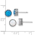 thumbnail image 4 of Sterling Silver Rh-Plated 7Mm Cr. Blue Opal / White Post Earring Set (Width 7) - Jbsp, 4 of 5