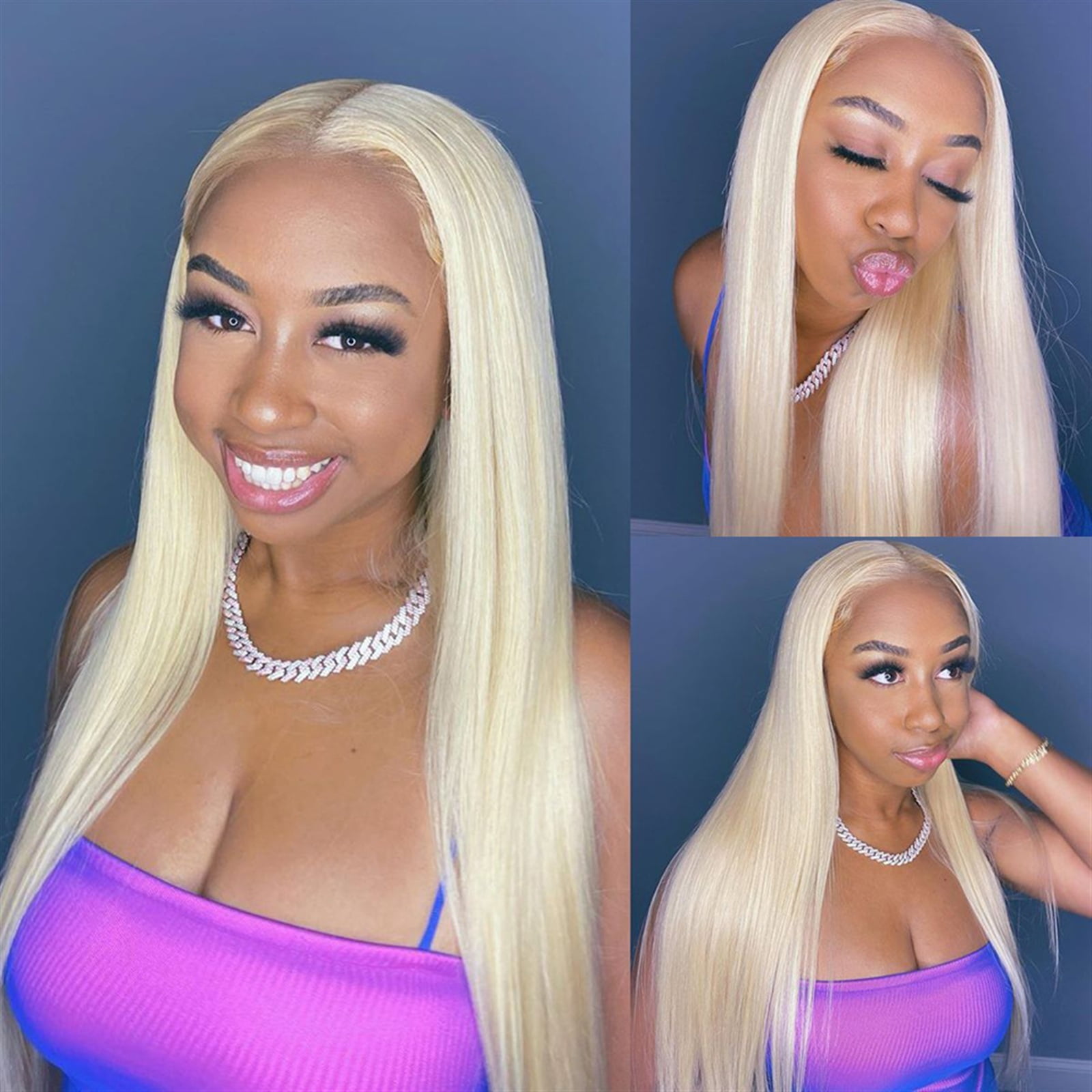 T Part Lace Frontal 613 Blonde Wig Virgin Human Hair Pre Plucked 10-34Inch Silky Straight 13x1x4 Lace Front with Baby Hair Middle Part 150% Density