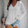 thumbnail image 1 of Blusa holgada de manga larga KIHOUT para mujer, cuello en V, estilo informal, tipo jersey, 1 of 4