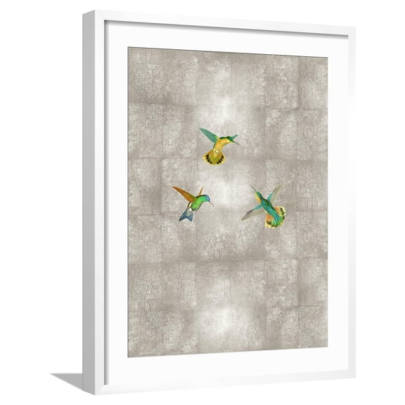 Art.com Hummingbirds I Art Print by Tina Blakely, White Frame Wall Art, 23" x 29"