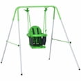 thumbnail image 2 of Yardi Yarda Toddler Swing Set with Metal Stand, Safety Belt for Kids 6-36 Months, Swing Playset for Outdoor Play, Green, 2 of 11