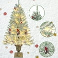 thumbnail image 6 of Pre-lit Artificial Christmas Decoration 4-Piece Set, Garland, Wreath and Set of 2 Entrance Trees, with Lights, Pine Cones and Red Berries, 6 of 8