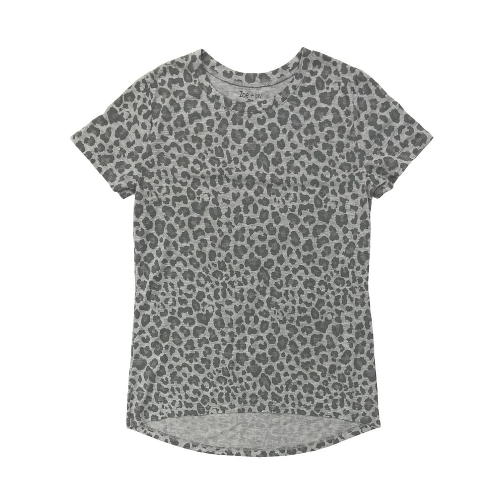 Zoe + Liv - Womens Gray Leopard Print T-Shirt Cheetah Tee Shirt ...