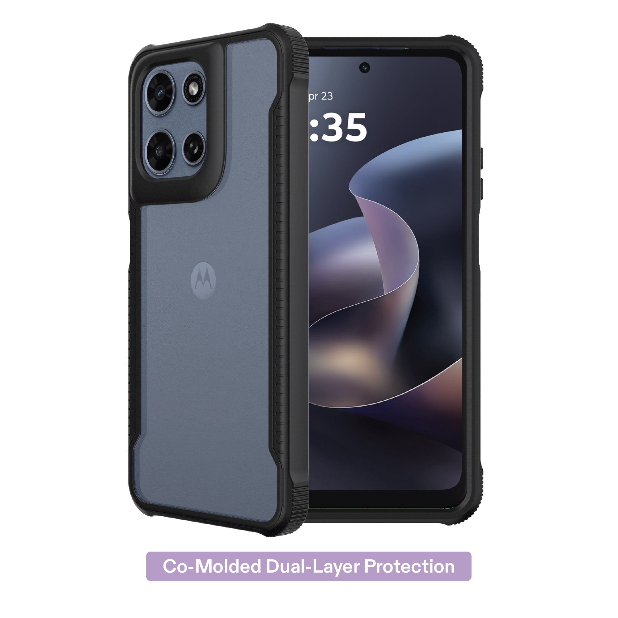 onn Dual-Layer Phone Case for Motorola moto g (2026) - Clear/Black