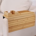 thumbnail image 4 of Foldable Wooden Sofa Arm Tray Removable Couch Armrest Table for Drinks, Snacks Remote Double Sided Use, Anti Slip Space Saving Design for Living Room, Bed, or Travel, 4 of 9