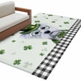 thumbnail image 2 of Area Rug 48×72in, Farmhouse Dog Shamrock Floor Carpet Living Room Rug, St. Patrick's Day Black White Plaid Non-Slip Welcome Mat Indoor Rugs for Bedroom Dining Room, 2 of 9