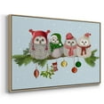 thumbnail image 3 of Christmas Fluffy Christmas Owls on Branch - Framed Gallery Wrapped Holiday Canvas - 27 x 41 - Natural Wood Frame, 3 of 8