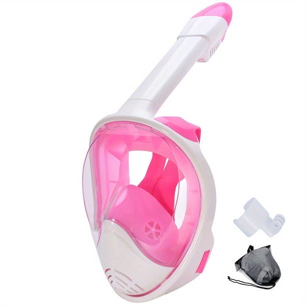Full Face Snorkel Mask With Camera Mount, 180 Degree Panoramic View Anti-Leak Snorkeling Swimming Diving Goggle For Adults