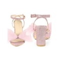 thumbnail image 4 of BLISSFUL STEP Glitter Heel Mesh Bow Block High Heel Sandal for Women Pink 6.5, 4 of 4