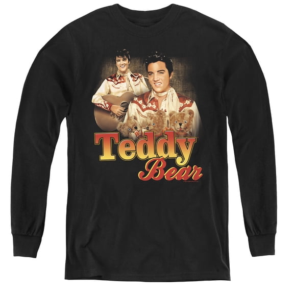 Elvis Presley Teddy Bear Youth Long Sleeve T-Shirt Black