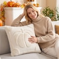 thumbnail image 4 of Quilted Halloween Pumpkin Pillow Cover 18x18 Inch – Soft Plush Decorative Throw Cushion Case with Hidden Zipper, Festive Fall Home Decor for Sofa, Couch, Bed, Chair, Party (1Pc,Pillow Not Included), 4 of 4