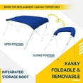 thumbnail image 2 of Seal Skin Covers 3 Bow Bimini Top Replacement Cover, Waterproof Canvas Boat Canopy Without Frame 96" L 97"-103" W Blue Color, 2 of 7