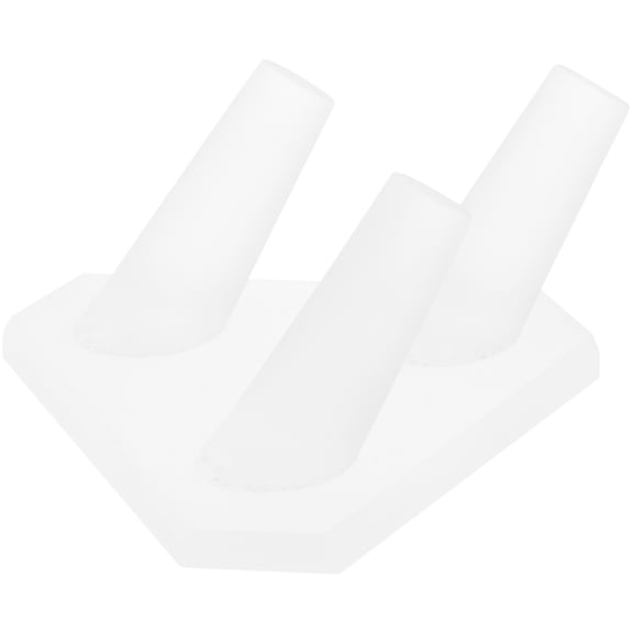 Plymor Frosted Acrylic Ring Finger Display, Triple on Triangle Base, 3.5" W x 3.25" D x 1.75" H
