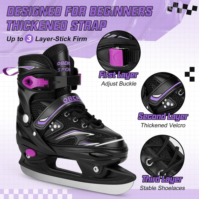 OBENSKY Ice Skates Adjustable Ice Skates for Kids Girls and