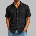 thumbnail image 3 of Guluxicc Men's Cotton Shirts Button Down Short Sleeve Shirts with Pockets Classic Fit Everyday Wear Summer Casual Outfits, 3 of 8